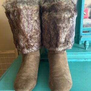 Faux Fur and Suede Boots